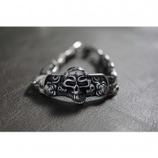 Silver Skull & Rose Bracelet TB31