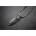 Silver Square Necklace / Chain with Skull Feather Pendant TN88
