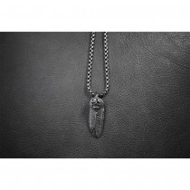 Silver Square Necklace / Chain with Skull Feather Pendant TN88