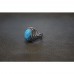 Natural Oval Blue Turquoise Silver Ring TR254