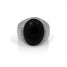 Genuine Oval Black Agate  Ring TR54