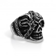 Skull Ring with Black Crystal TR74