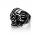 Skull Ring with Black Crystal TR74