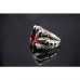 925 Sterling Silver Dragon Claw Ring with Red Crystal SR04