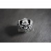 925 Sterling Silver Skull Ring with Stingray Leather & Black CZ SR50