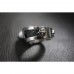 925 Sterling Silver Skull Ring with Stingray Leather & Black CZ SR50