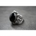 925 Sterling Silver Skull Ring with GENUINE OVAL BLACK AGATE SR41